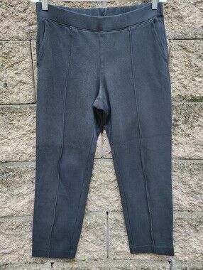 J. Crew pin tuck front black knit jogger tracky dack Womens lounge pant sz 8 MED